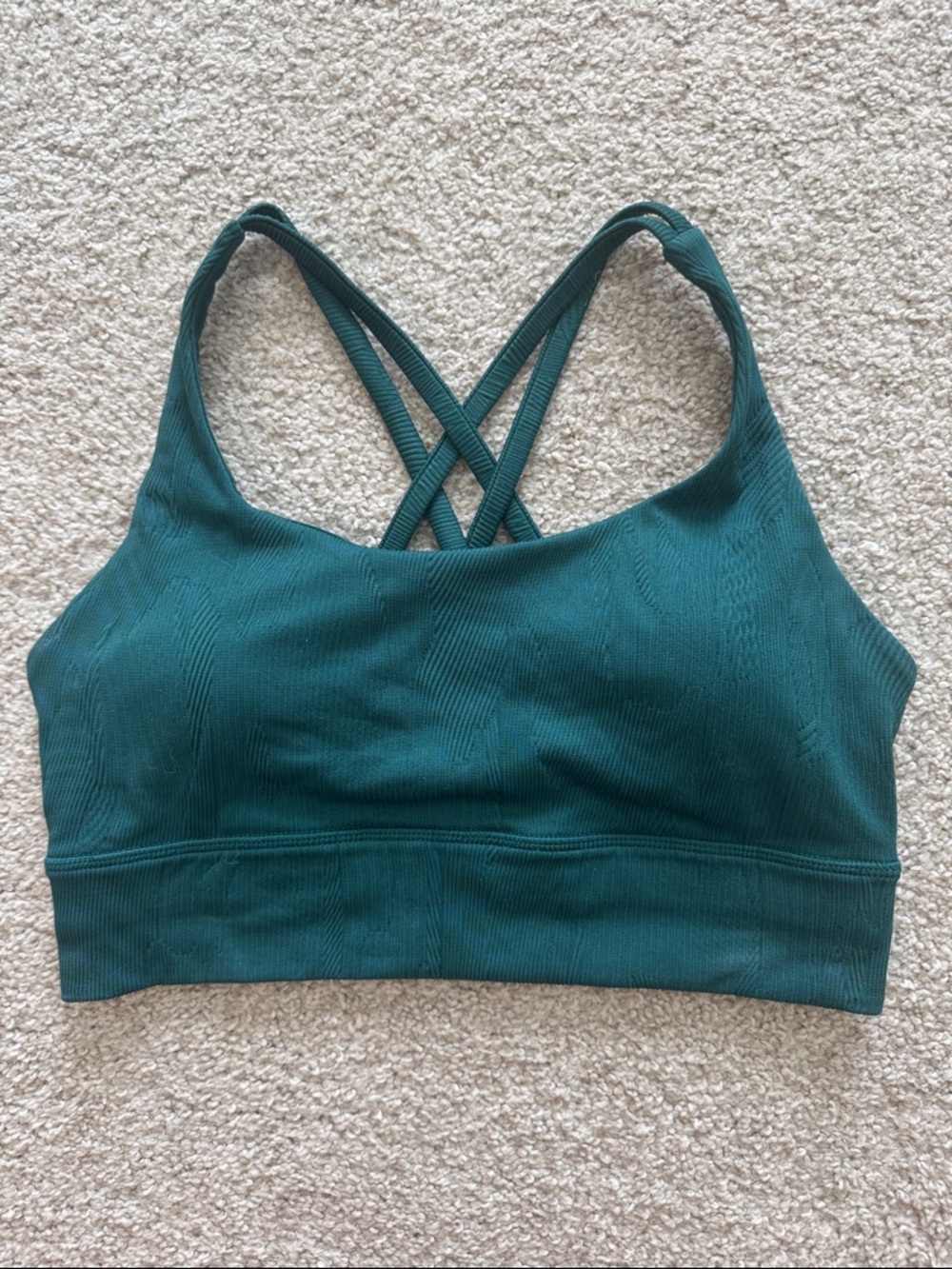 Lululemon Cross-Back sports bra in Teal Green
